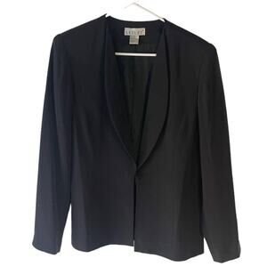 Leilei Women's Size 10 Medium 100%‎ Silk Black Career Blazer